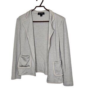 St. John Womens Open Front Knit Blazer‎ Size 8 Gray Piped Trim Pocket Detail